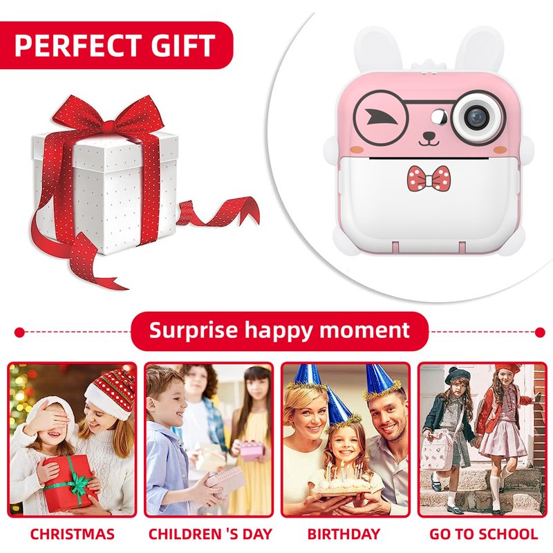2024 Brand New Children Print Camera HD Mini Camera With Thermal Photo Paper Digital Instant Print Camera