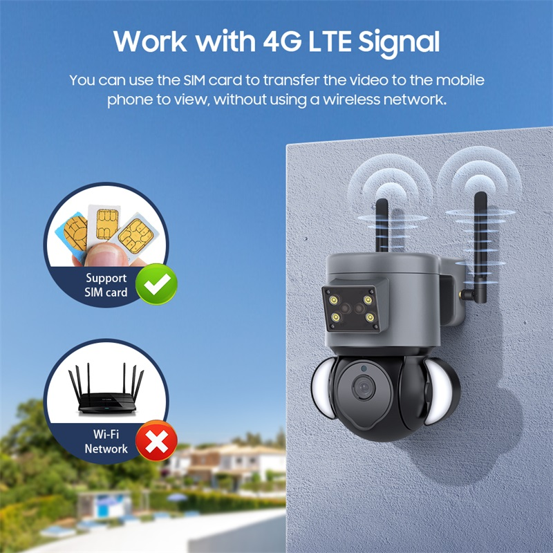4mp tuya smartlife 4G sim card Network Camera Outside Wireless Solar 4G Smart Alarm PTZ Camera