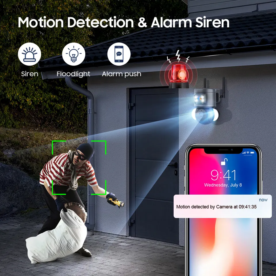 4mp tuya smartlife 4G sim card Network Camera Outside Wireless Solar 4G Smart Alarm PTZ Camera