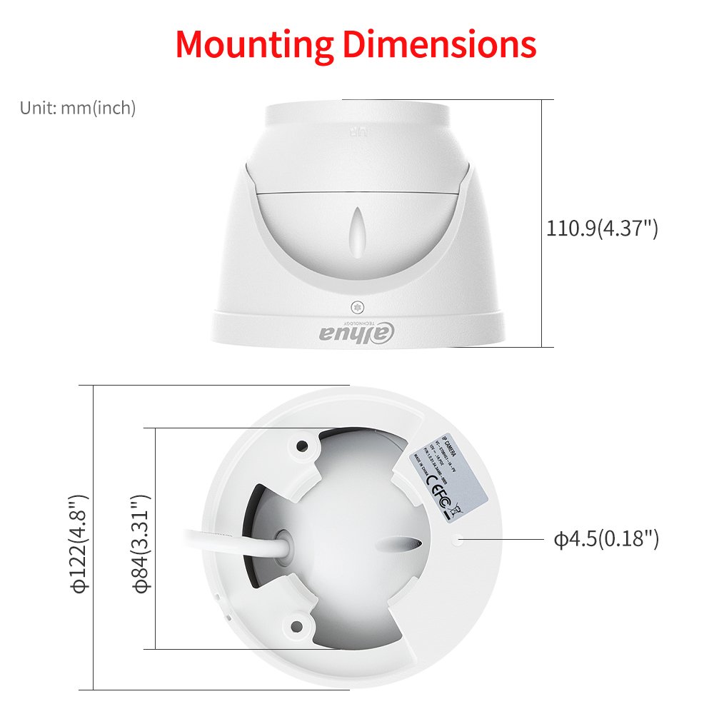 Stock Smart Dual Illumination 4MP Full Color Motion Detection Face Recognition Fixed Focal Eyeball WizSense POE Dahua Camera