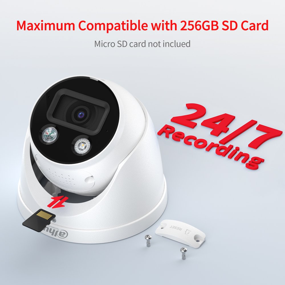 Stock Smart Dual Illumination 4MP Full Color Motion Detection Face Recognition Fixed Focal Eyeball WizSense POE Dahua Camera