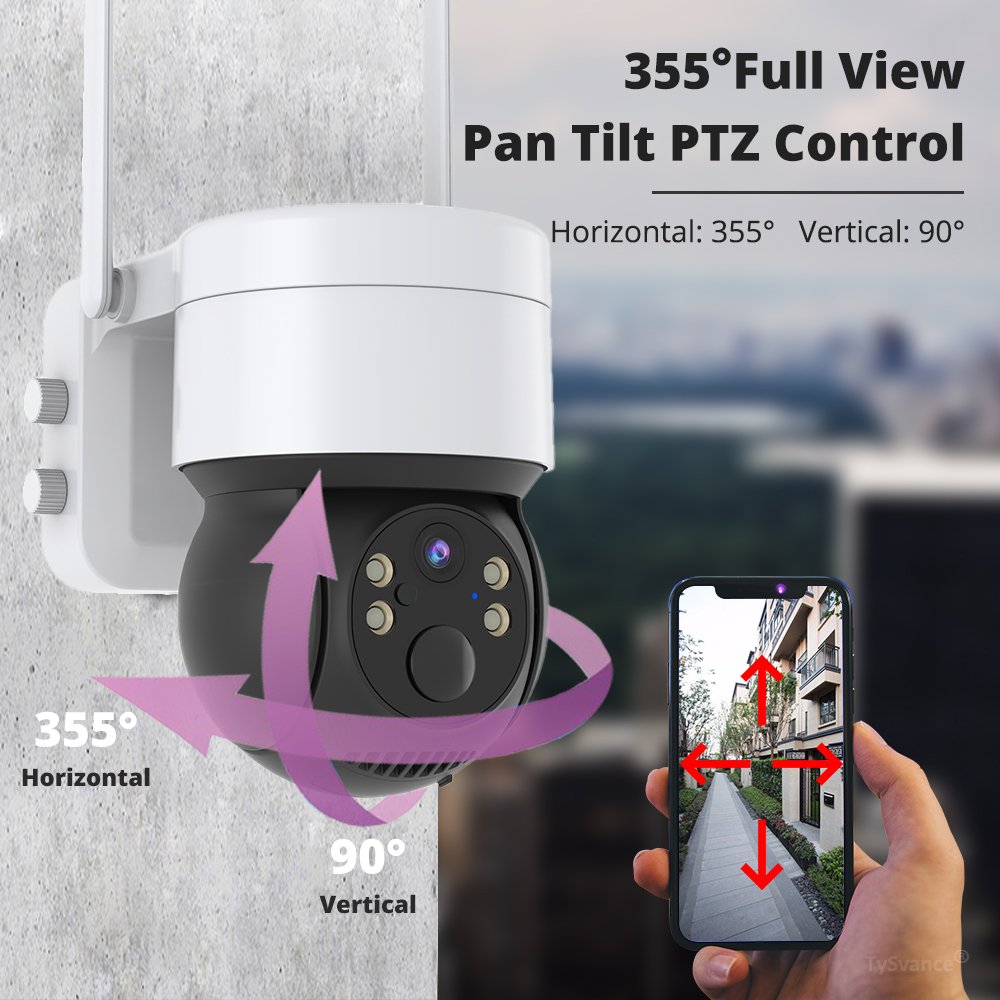 2023 New Solar Panel 2MP WiFi PTZ Camera Outdoor 1080P Wireless Security Video 6000mah Battery Power Network Monitor CamHipro