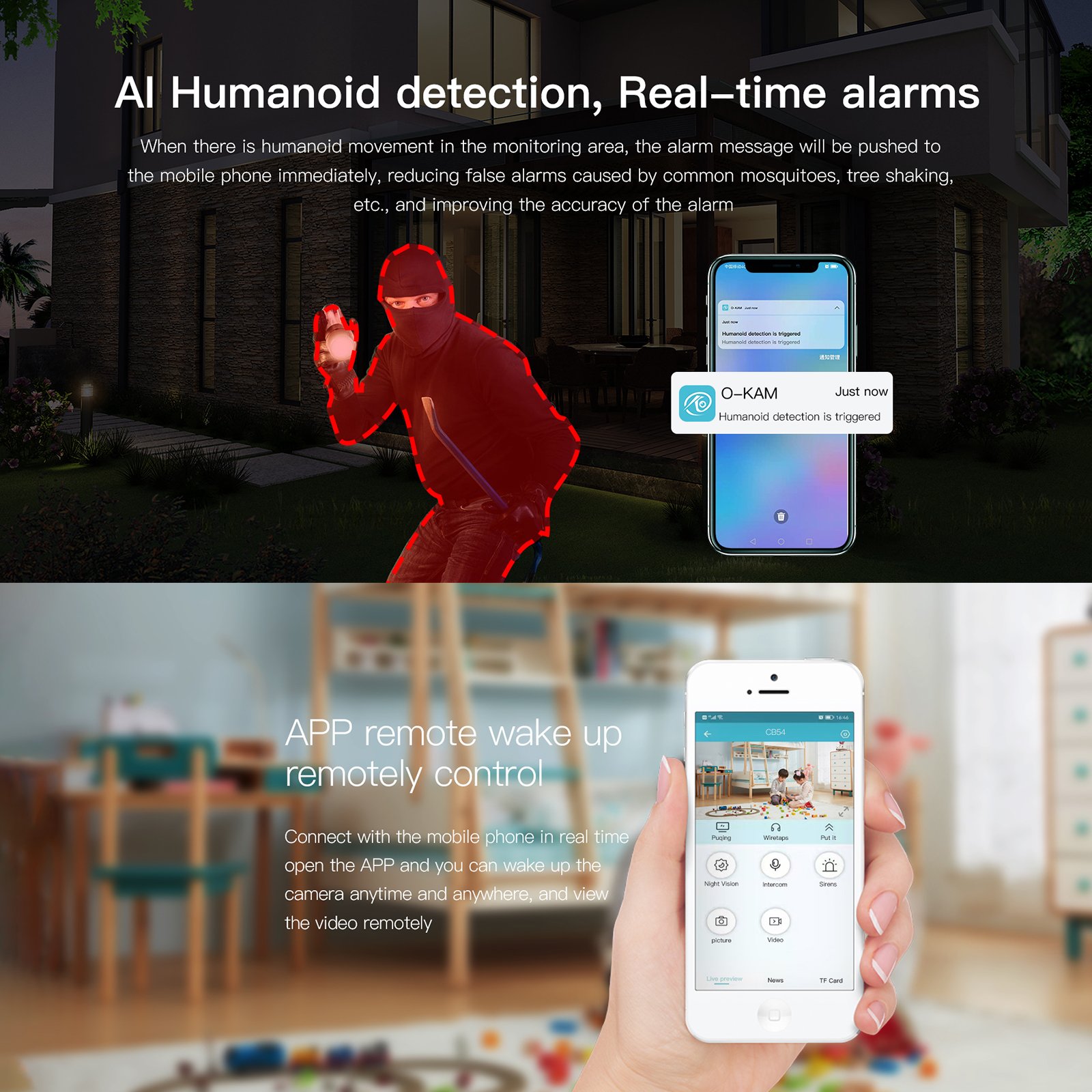 BW4 PIR Battery Powered Small Mini WIFI Camera Human Detection Alarm Smart Phone Indoor Home Security Baby Monitor