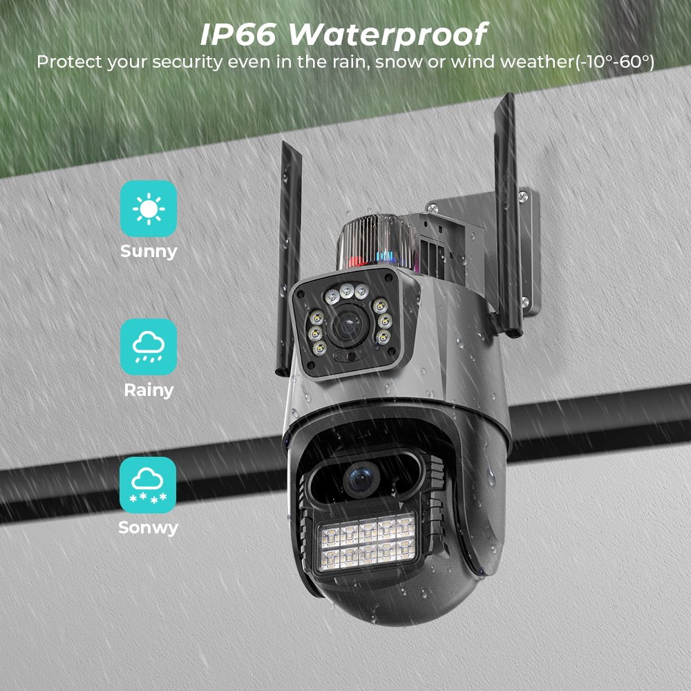 Dual Lens Screen 6MP Color Night Vision Auto Tracking 8MP 4K IP Camera PTZ Wifi Waterproof CCTV Security Camera