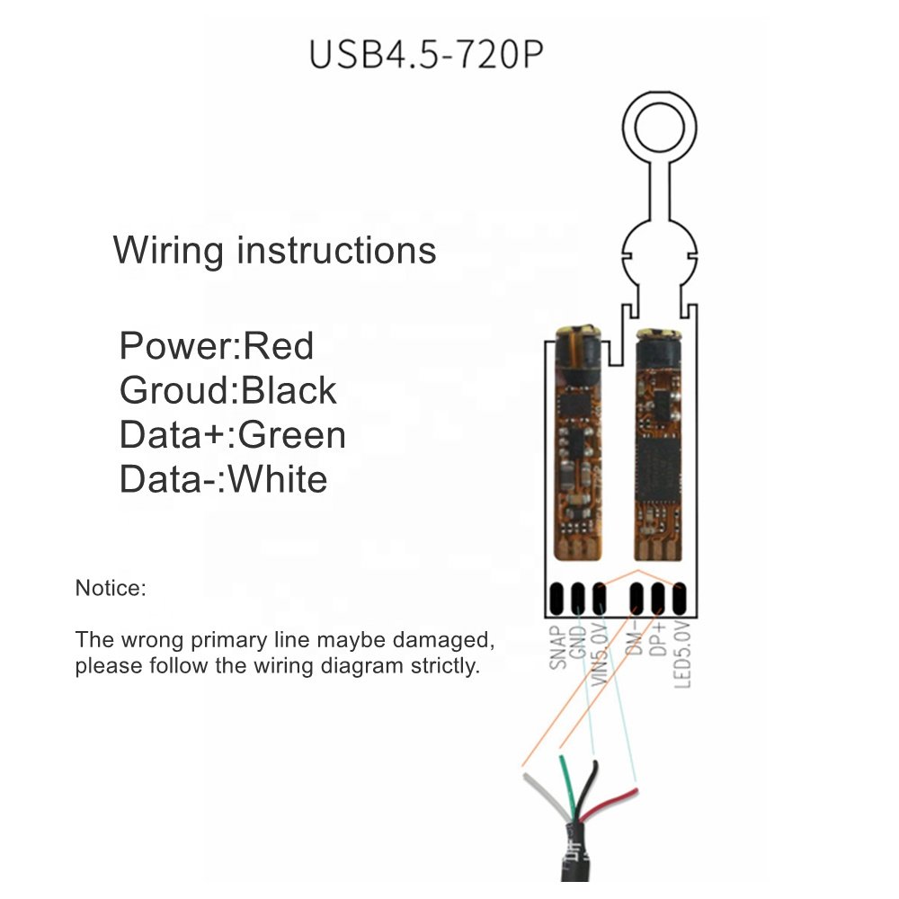 Manufacturer Customized Oral Ear Endoscope Lens Module 720P 4.5mm 60degree Mini USB Endoscope CMOS Module Camera