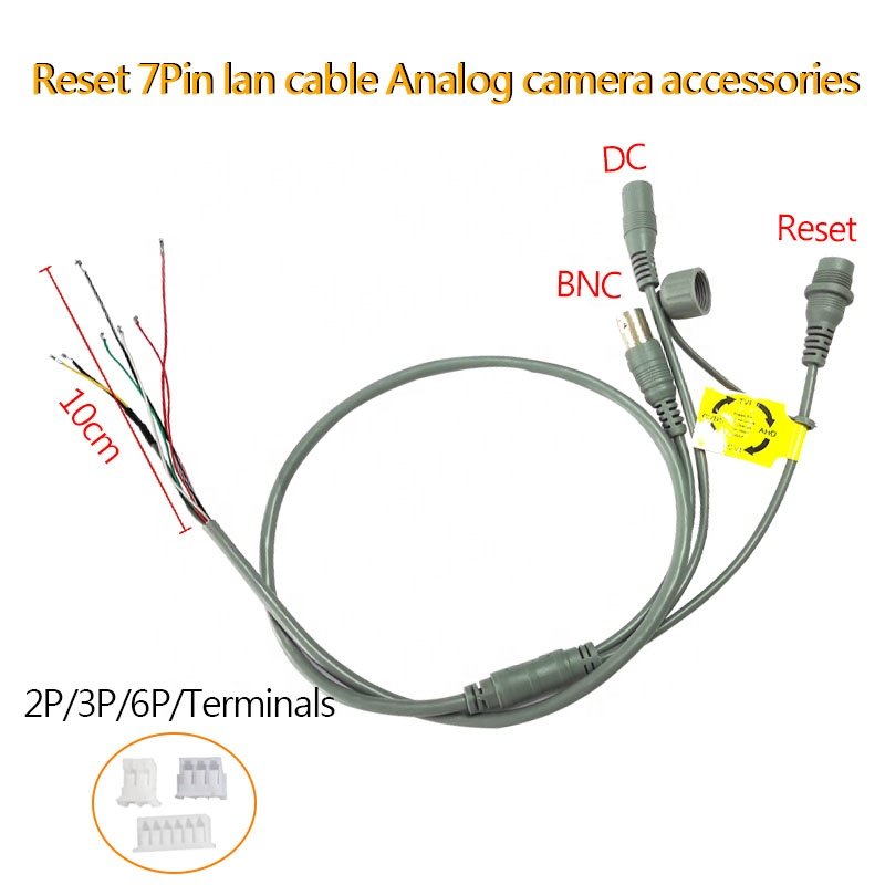 Lan Cables 7Pin BNC DC Reset For CCTV Security Analog Camera Cable Accessories Pigtail Waterproof Connector Cover