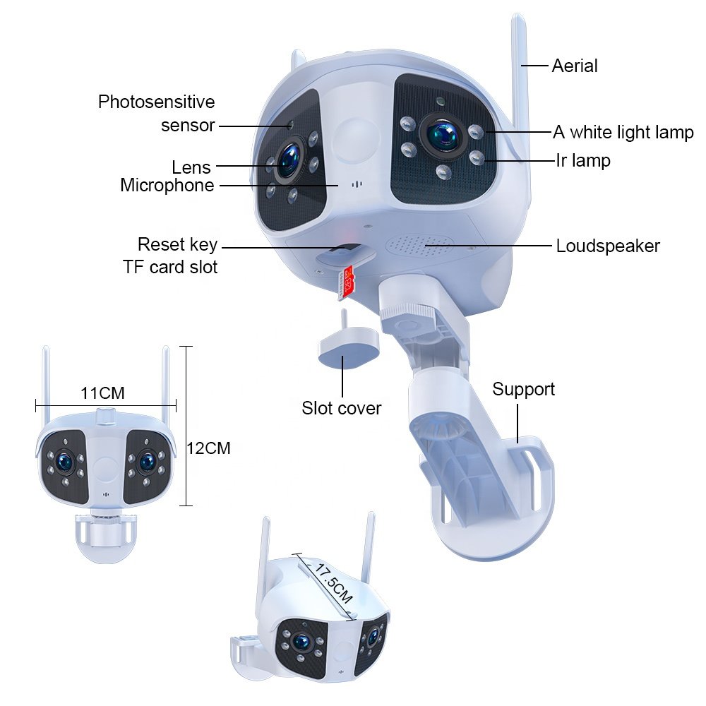 Four Lenses Network Camera 4K Dual Camera Screens Zoom Surveillance Cctv Audio Ptz WIFI Security Camera