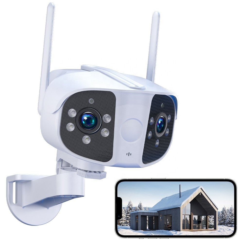 Four Lenses Network Camera 4K Dual Camera Screens Zoom Surveillance Cctv Audio Ptz WIFI Security Camera