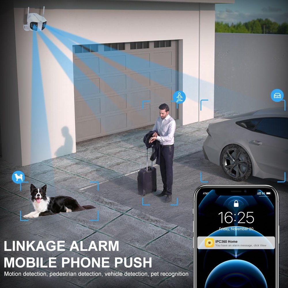 Four Lenses Network Camera 4K Dual Camera Screens Zoom Surveillance Cctv Audio Ptz WIFI Security Camera