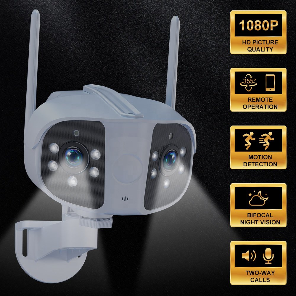 Four Lenses Network Camera 4K Dual Camera Screens Zoom Surveillance Cctv Audio Ptz WIFI Security Camera