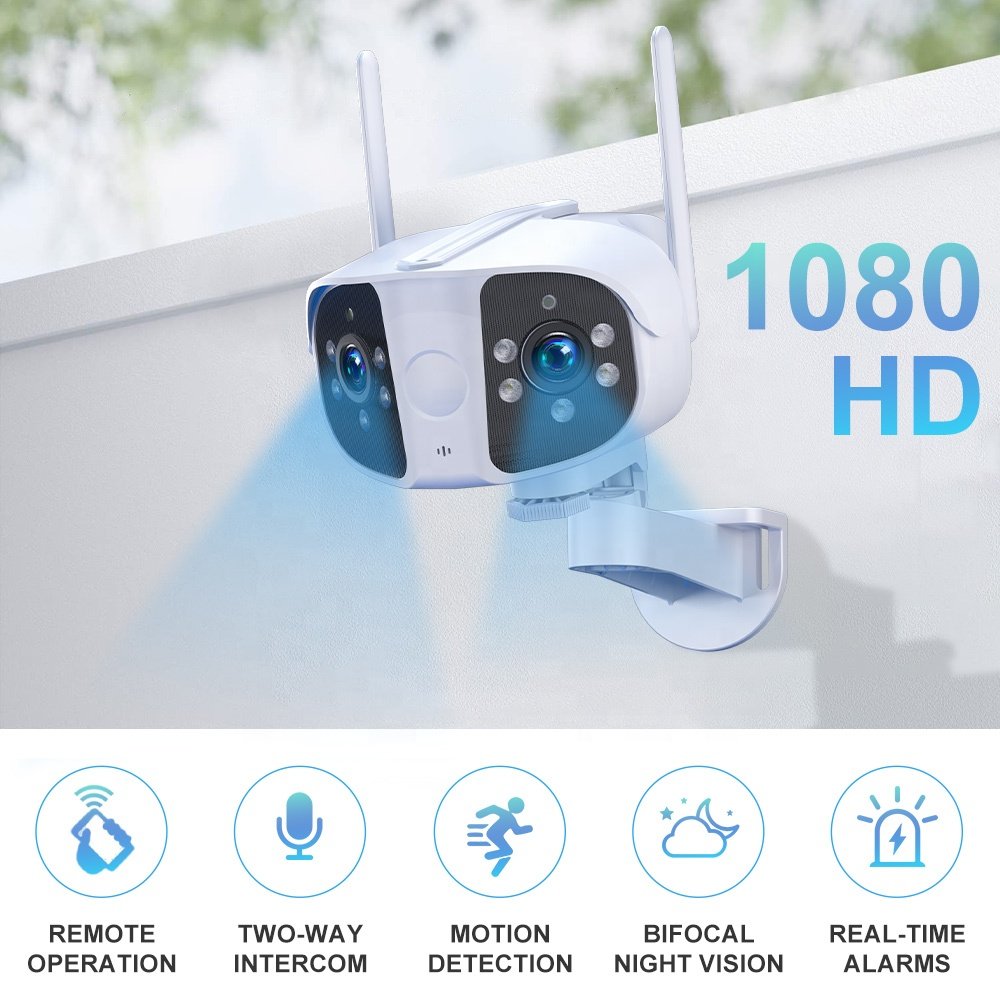 Four Lenses Network Camera 4K Dual Camera Screens Zoom Surveillance Cctv Audio Ptz WIFI Security Camera