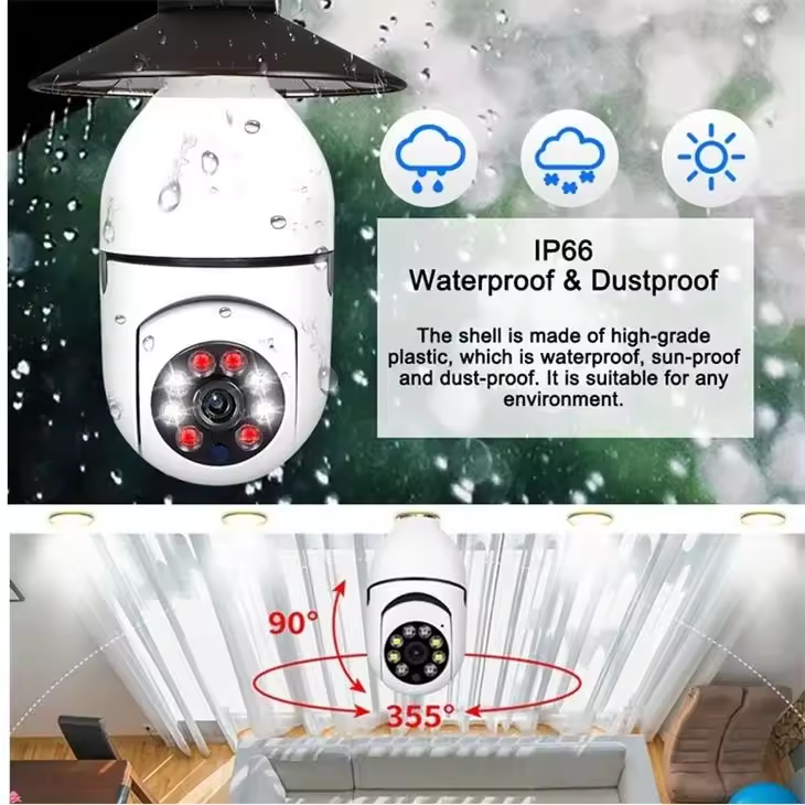 5GHZ 360 Panoramic Wifi HD Night Vision ip Surveil Mini Surveillance Home Security Wireless Light Bulb PTZ Network CCTV Camera