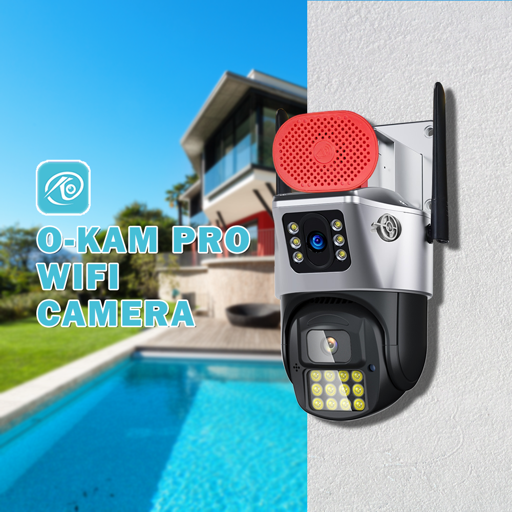 O-KAM 2MP+2MP Dual Lens Dome Camera with Night Vision Three Screen Intelligent WiFi Version External Speaker Indoor Outdoor Use