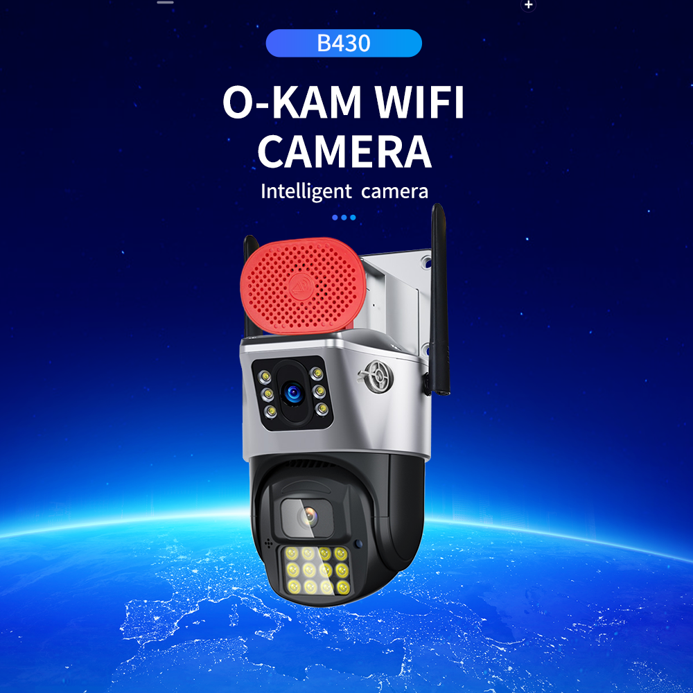 O-KAM 2MP+2MP Dual Lens Dome Camera with Night Vision Three Screen Intelligent WiFi Version External Speaker Indoor Outdoor Use
