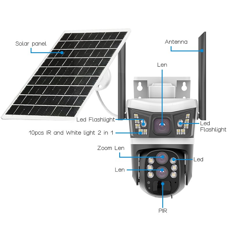 Leksell 4MP V380 PRO Wireless Dome Linkage Home Outdoor wifi Waterproof Security Solar 4G Network CCTV Camera