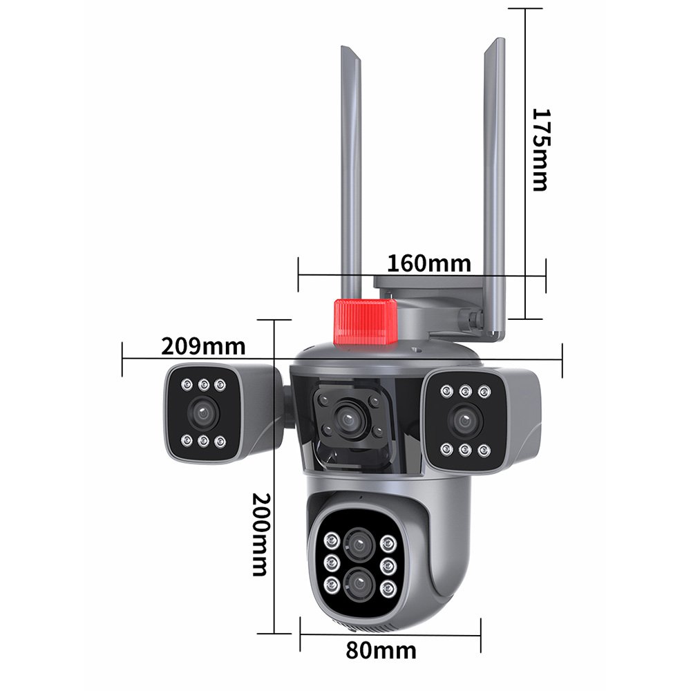 Saikiot 20MP 10X Optical Zoom WIFI PTZ Camera 5 Lens 4 Screens CCTV Security Outdoor PTZ Camera Auto Tracking Network IP Camera