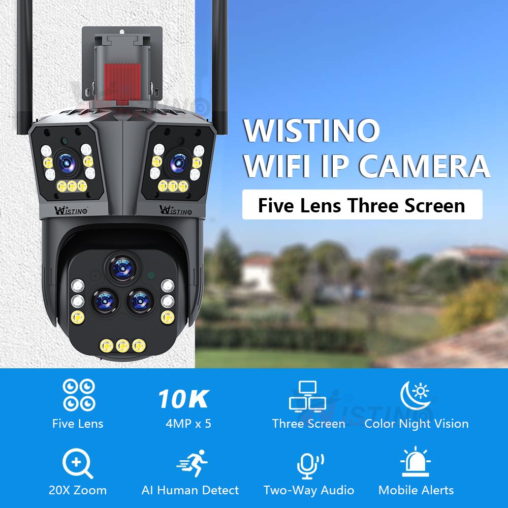Wistino Ptz Surveillance Camara 20MP Wifi Cctv Camera Night Vision 10K Two Way Audio Baby 20X Zoom Wifi Outdoor Security Cameras