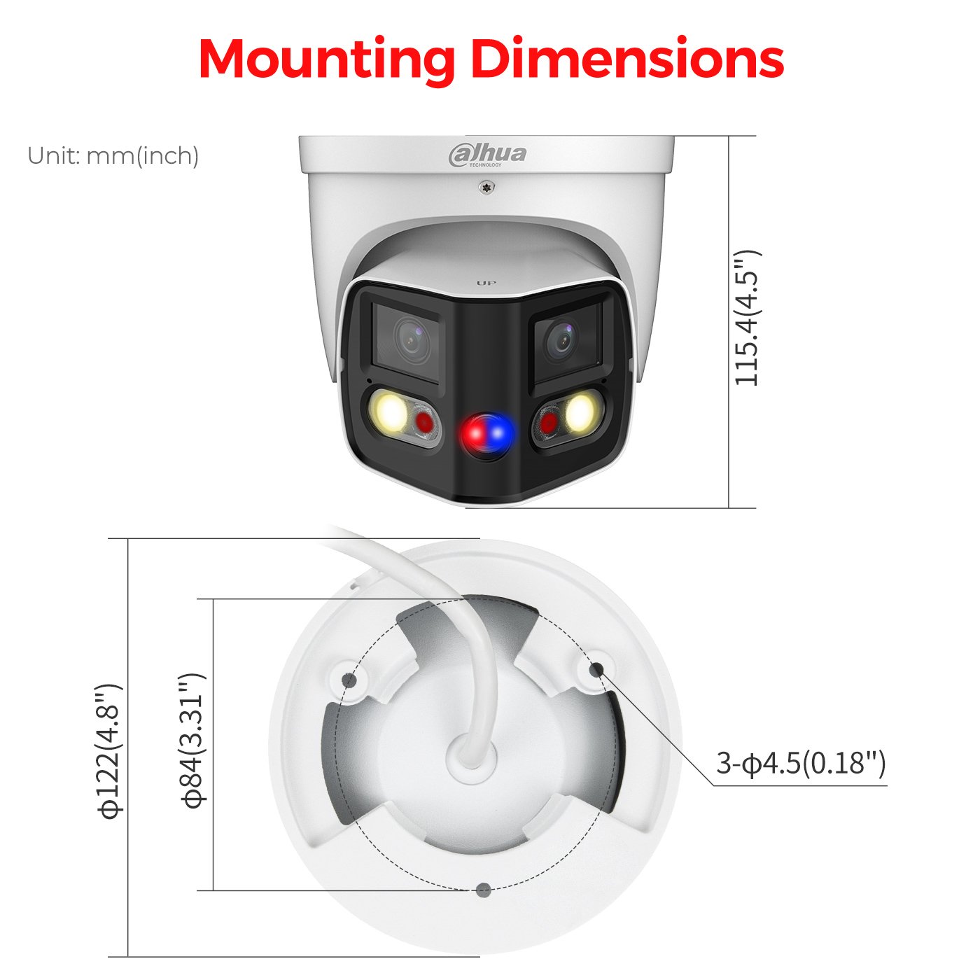 Support face capture perimeter protection DAHUA Camera Dual Light 2x4MP TiOC Splicing Fixedfocal Eyeball WizSense Network Camera