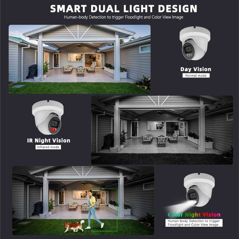 8MP Hik Compatible Full Color PoE CCTV Dome Camera OEM Waterproof Audio ColorVu 2.8mm Lens Outdoor Security IP Network Camera 4K
