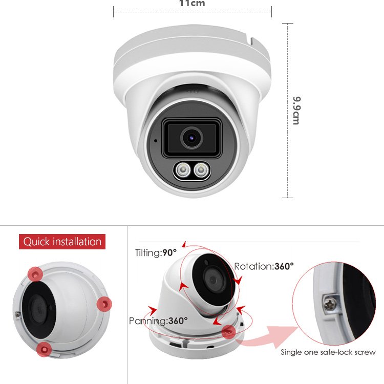 8MP Hik Compatible Full Color PoE CCTV Dome Camera OEM Waterproof Audio ColorVu 2.8mm Lens Outdoor Security IP Network Camera 4K
