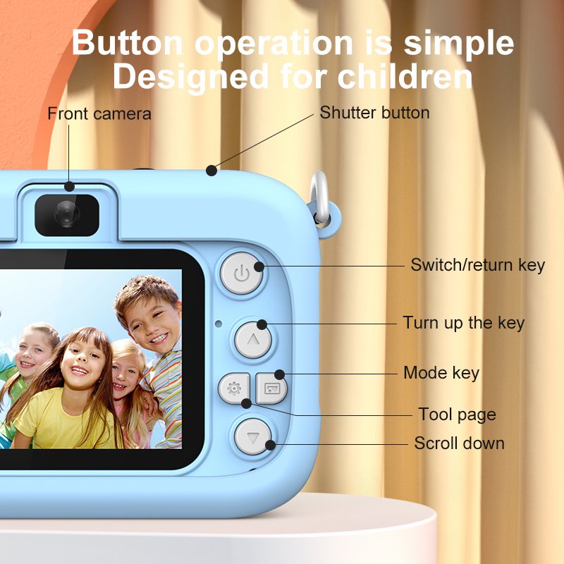 Best seller Funny Cartoon Mini Camera for Children 2.0 Inch HD Digital Dual Lens Video Games Kids Camera Rechargeable D11 D12