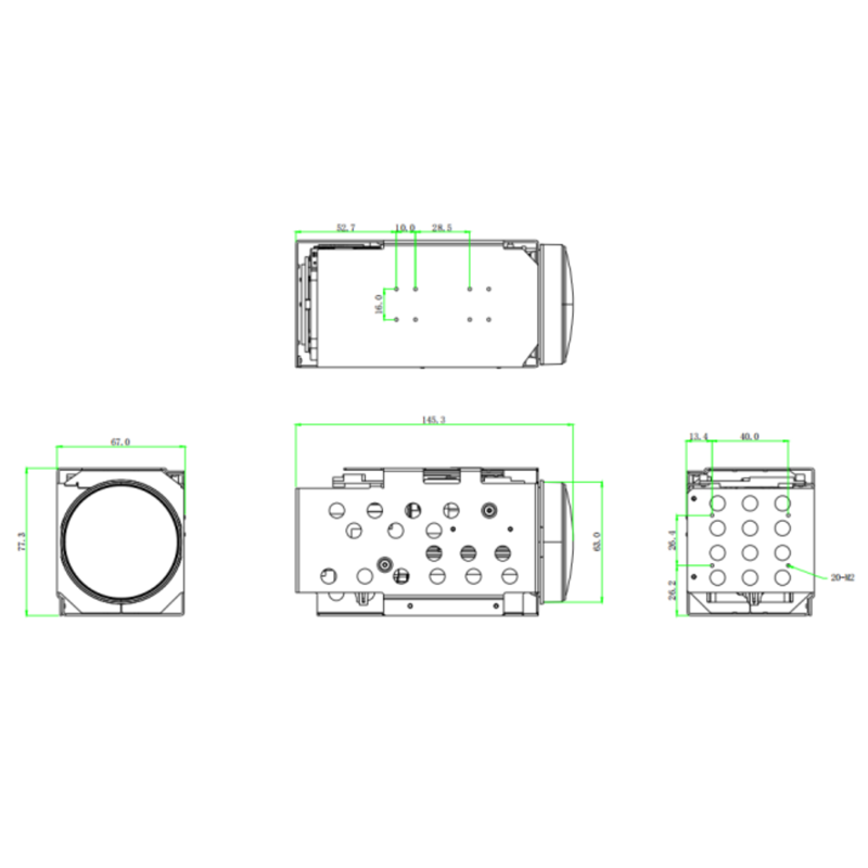 8MP 60x long range AF optical zoom defog IP camera module
