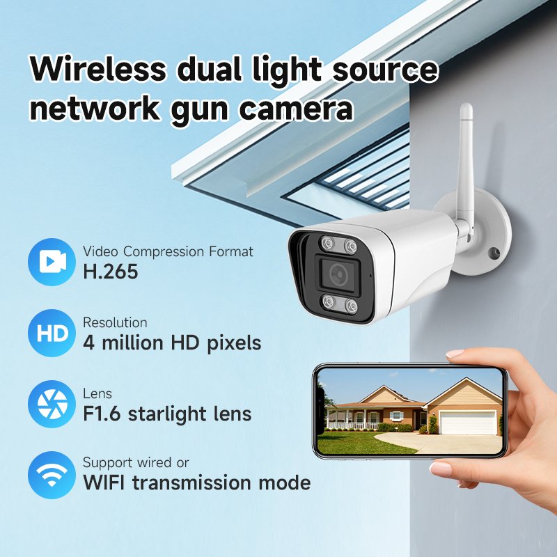 Hot Selling HD H.265 4MP Starlight Night Vision Built In Audio Professional Dual Light Sources Monitor Home Tuya Network Camera