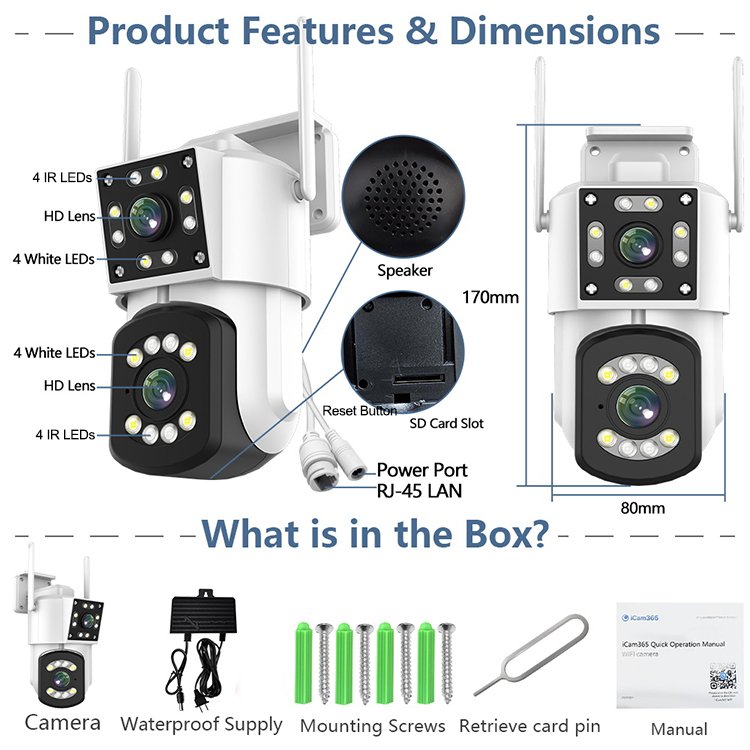 10X 4K hot sales wifi network camera Dual lens optical zoom ptz motion tracking security camera outdoor