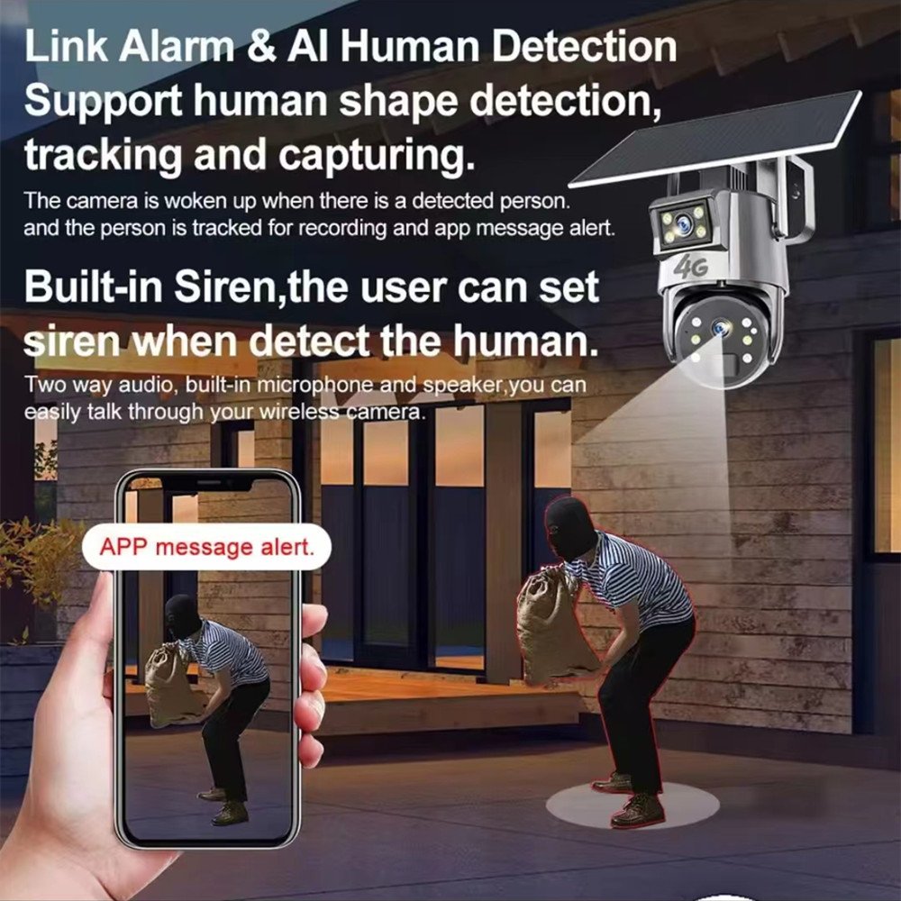 Ubox 4G Sim Card 8MP HD PTZ IP Security Wireless Camera Outdoor Motion Detect PIR Wifi Battery Network Surveillance Camera Solar