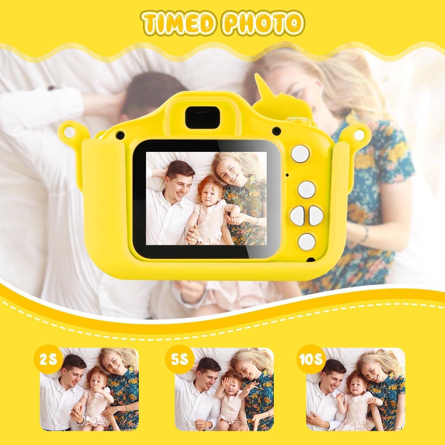 Kids Camera Cute Cartoon Children Fun Christmas Gift Digital Camera Built-In Games 2.0 Inch 1080P HD Mini Kids Photo Camera