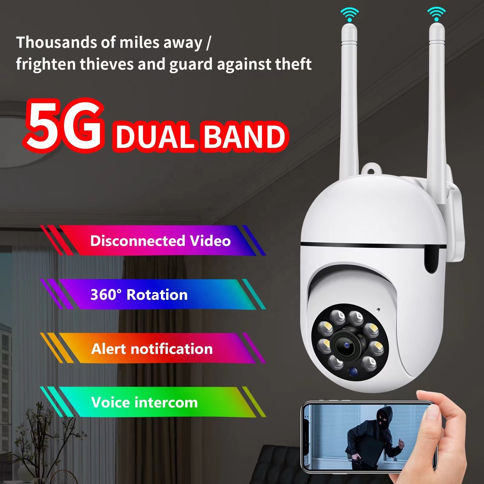 Hot Sale 1 Year Warranty 360 Degree Dual WiFi Night Version Motion Detection Smart Light Bulb CCTV Network Camera