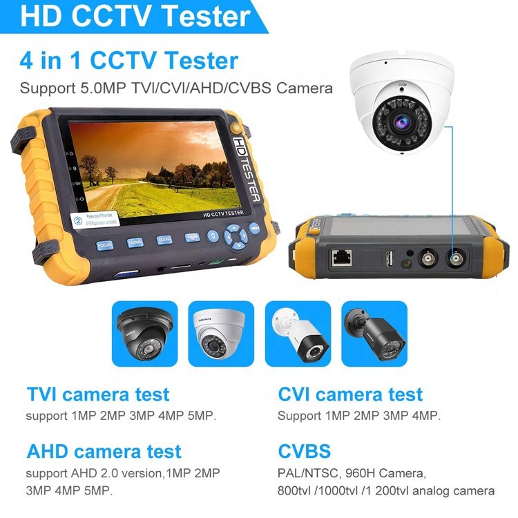 oem multifunction cctv Surveillance tester 5 inch CCTV hd cctv tester monitor For AHD TVI CVI Analogy camera price