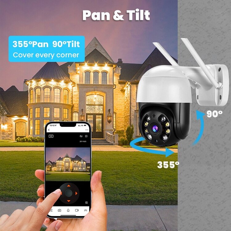 Haishaman PTZ Capable Network Camera for Flexible Monitoring 5MP WIFI Outdoor Security IP Network Camera with Night Vision