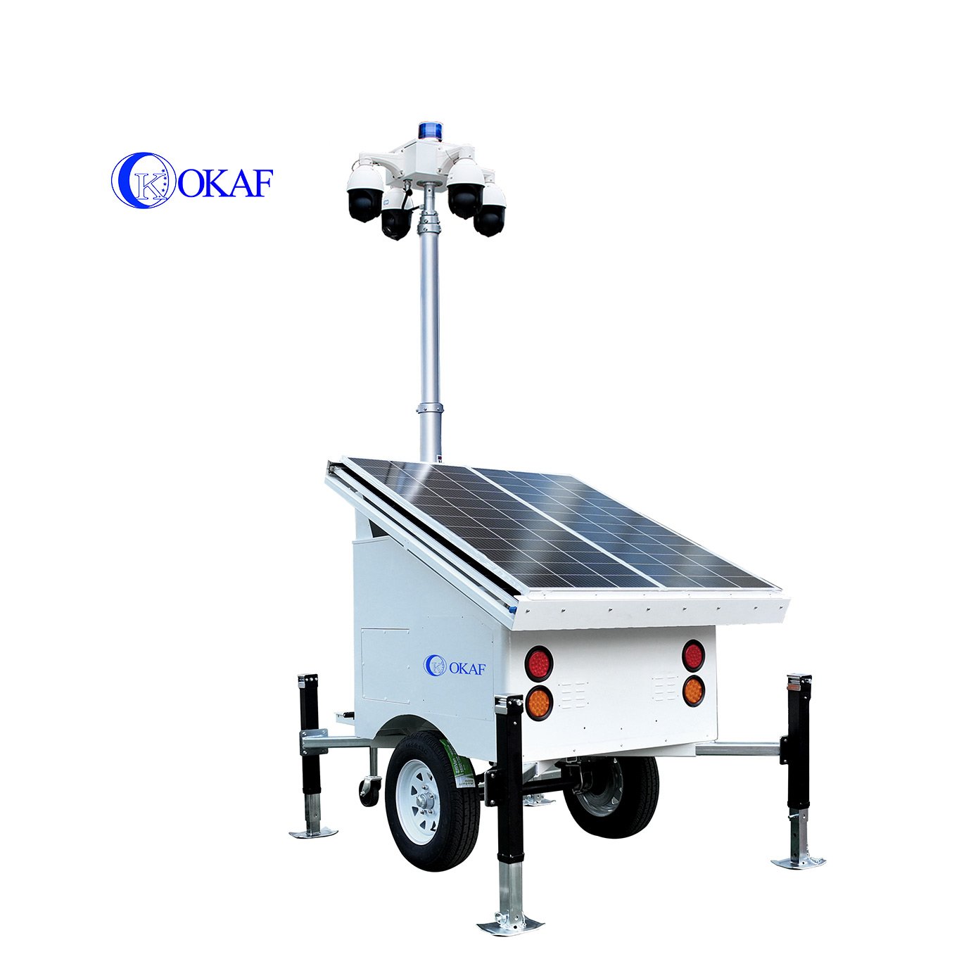 Portable Surveillance Tower 4G 360 Degree PTZ Network Camera Parking Lot Security Guards Monitoring Mobile Solar CCTV Trailer