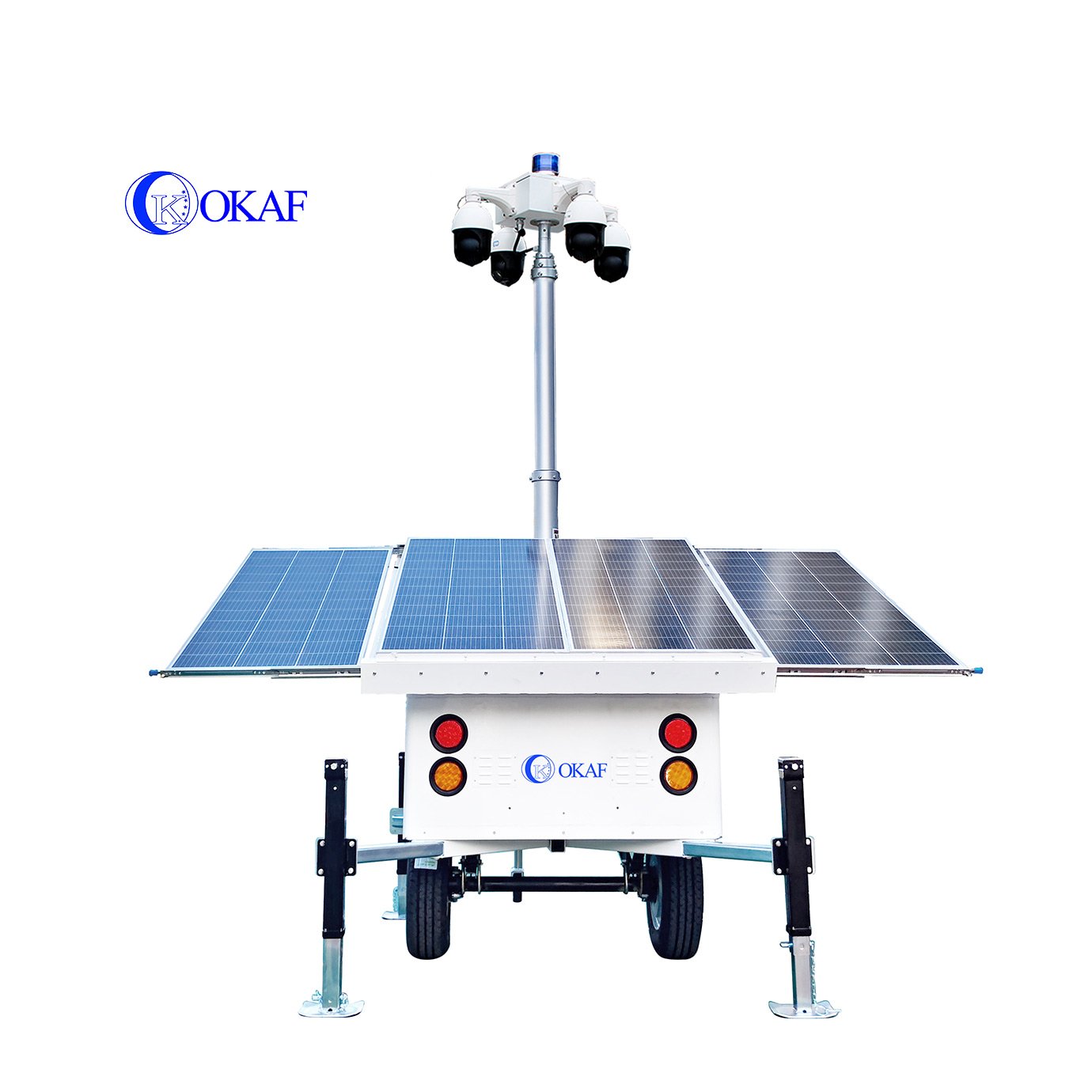 Portable Surveillance Tower 4G 360 Degree PTZ Network Camera Parking Lot Security Guards Monitoring Mobile Solar CCTV Trailer