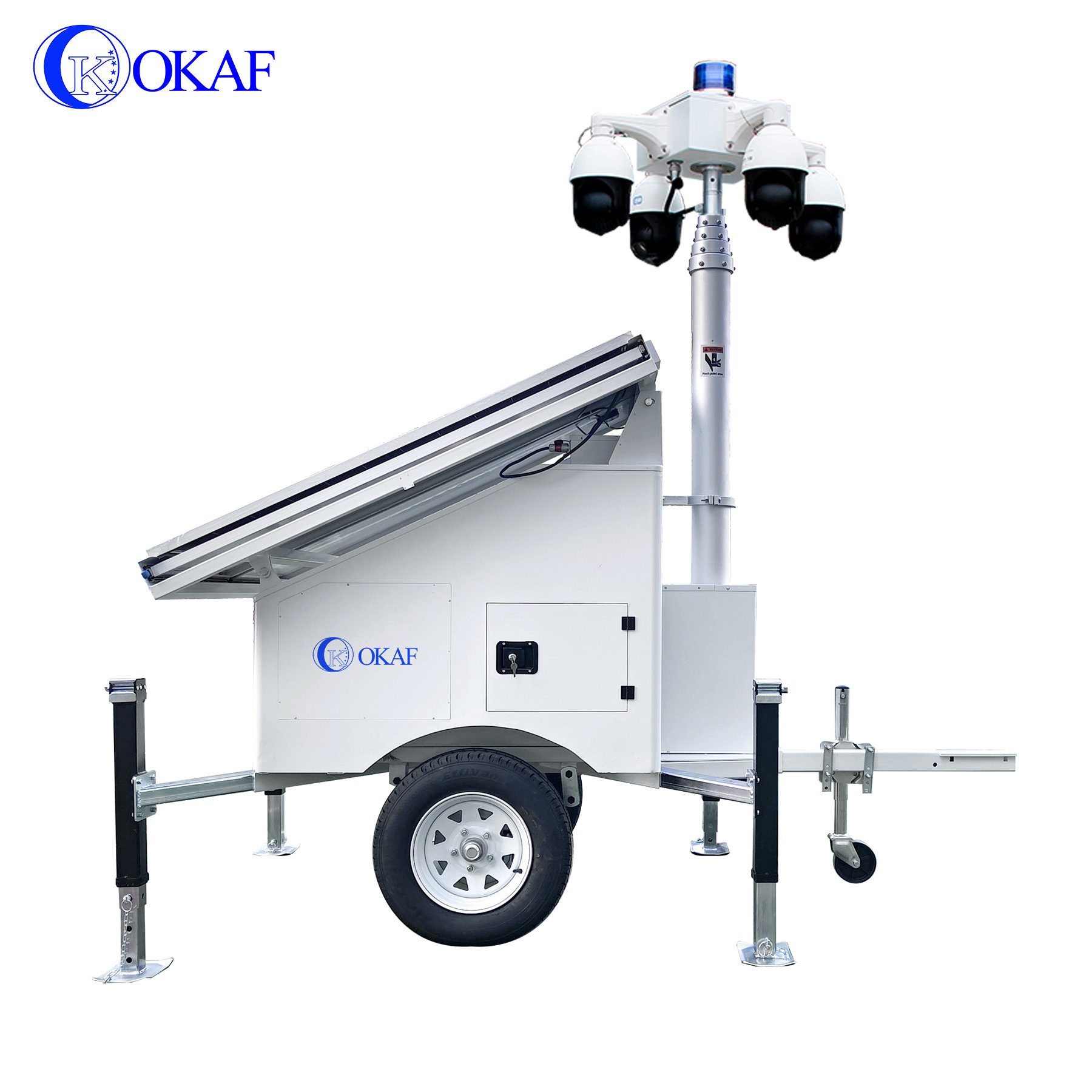 Portable Surveillance Tower 4G 360 Degree PTZ Network Camera Parking Lot Security Guards Monitoring Mobile Solar CCTV Trailer
