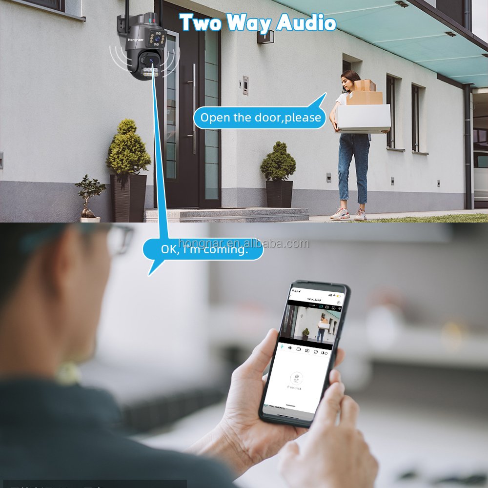 Hongnaer 6MP Icsee WiFi Monitor Outdoor 360 Wireless PTZ Network Camera Home Surveillance IP Dual Lens CCTV Security WiFi Camera