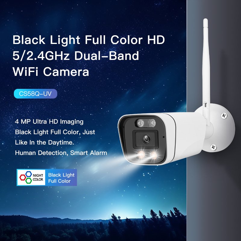 Okam Pro APP Wireless Security Camera 4MP HD 2K IP67 Waterproof Outdoor Dual Band 2.4g/5gHz Alarm Memory Card CE FCC Approved