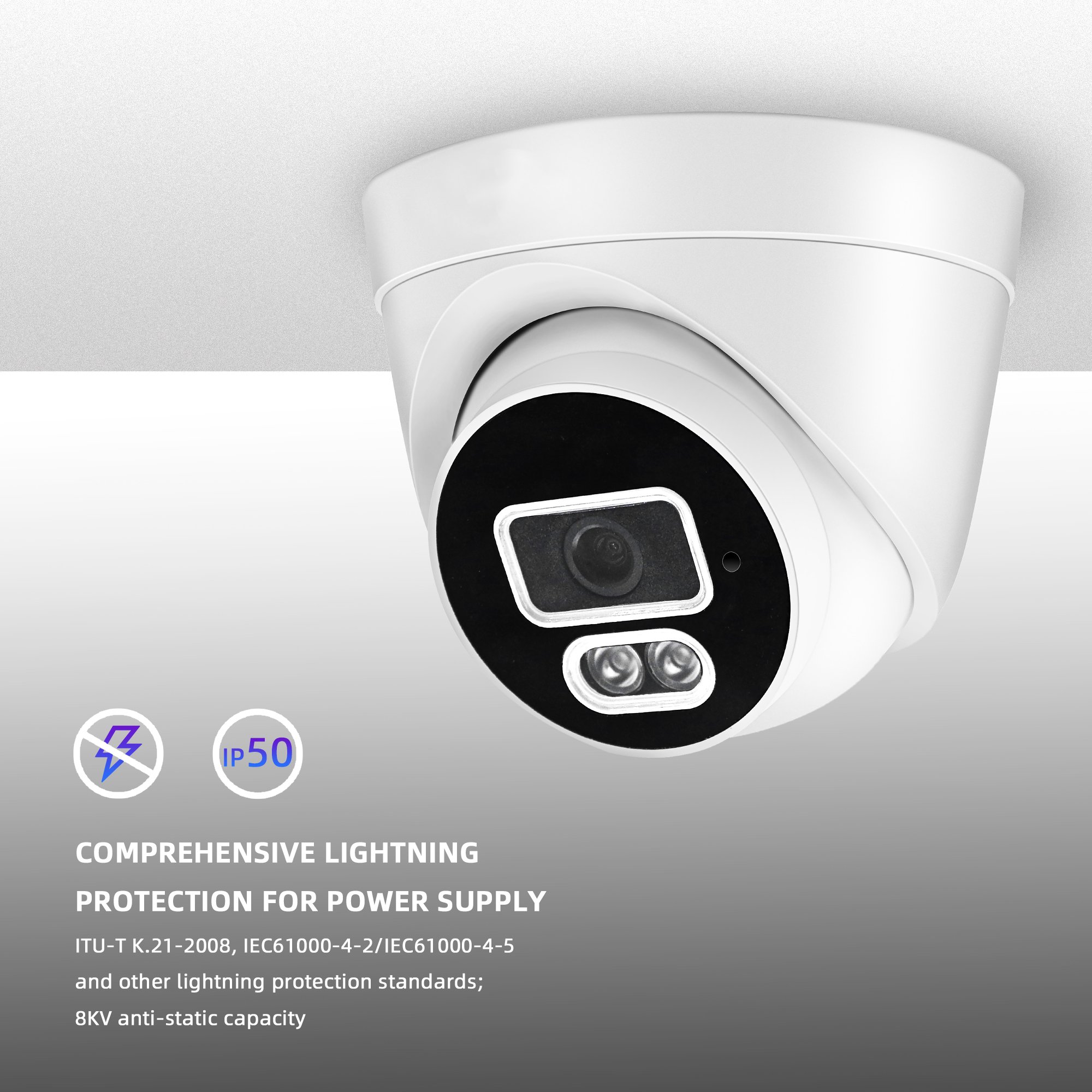 Indoor IP POE Two Way Audio Dome Cameras Dual Light Night Vision CCTV Security Cameras 4MP 8MP Wired Surveillance Network Camera