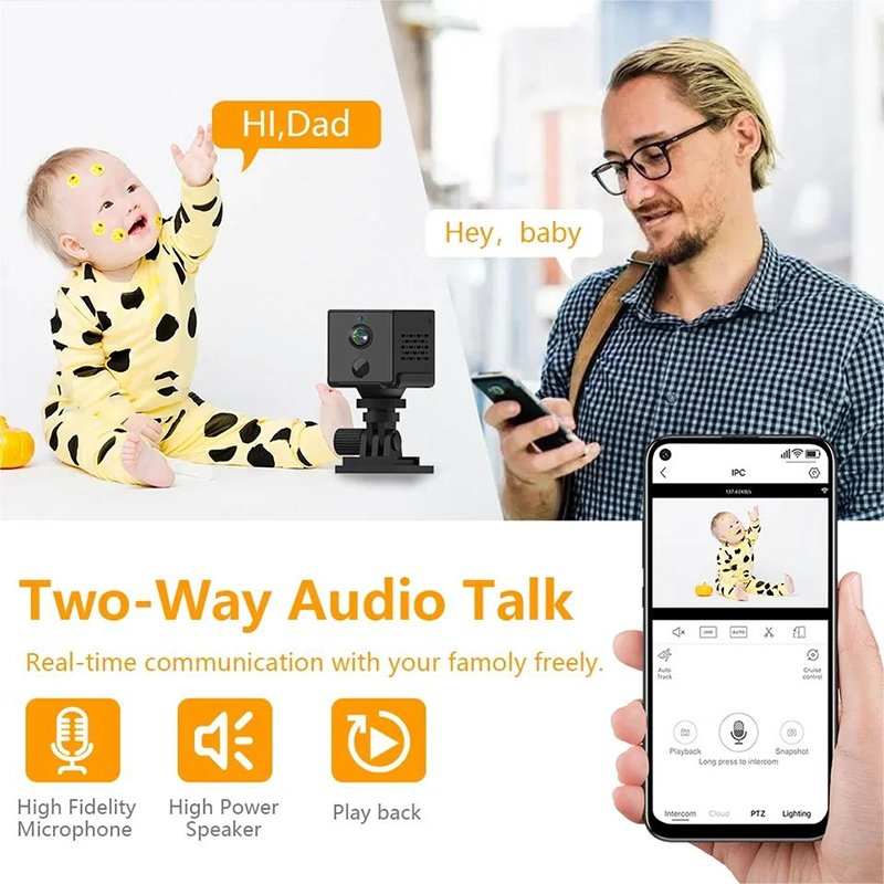 Wistino 3MP 4g SIM card Mini cameras motion detection alarm push indoor home small baby monitor camera