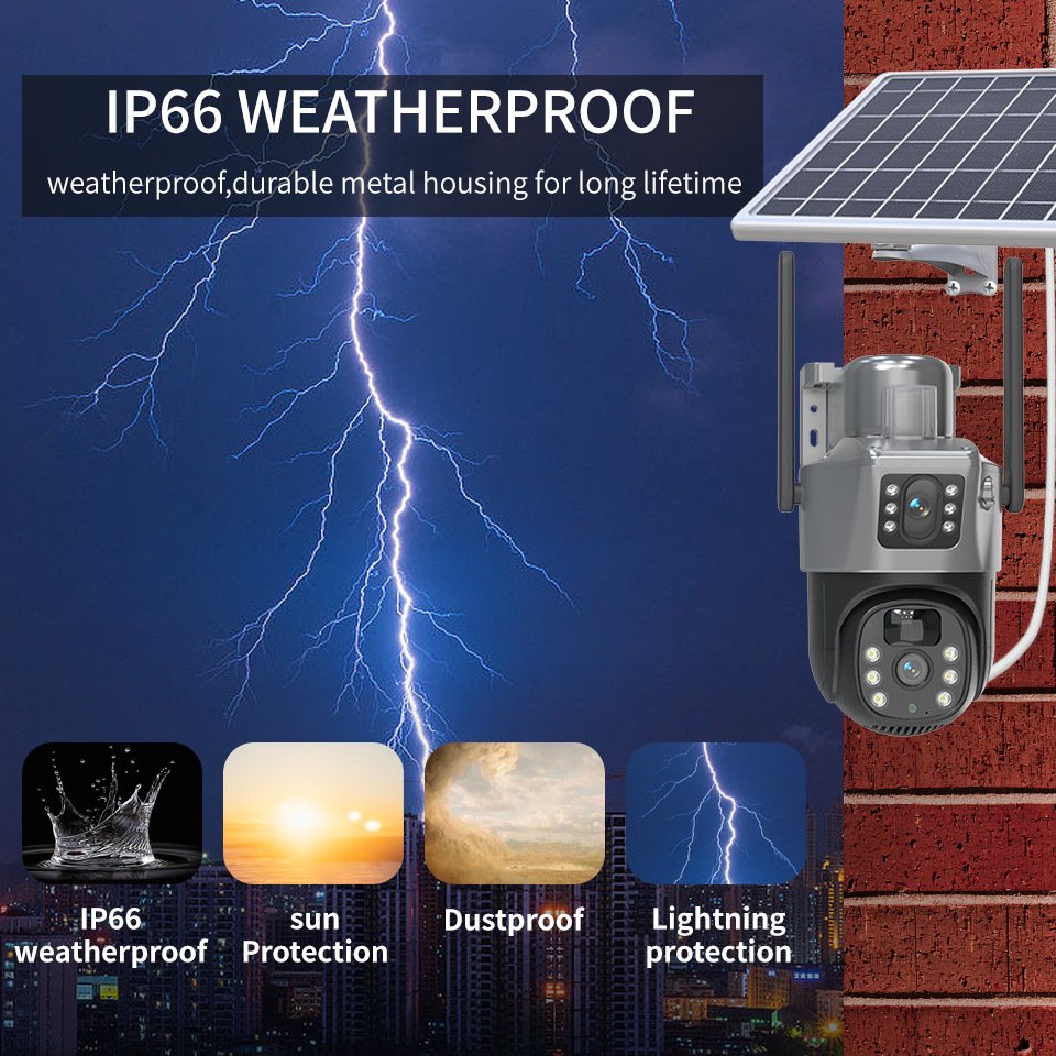 4G V380 solar monitor 360 degree mobile phone remote outdoor night vision panoramic home high definition battery camera