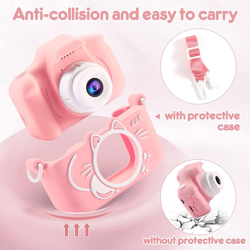Hot Selling Kids Digital Camera Educational Toy 32G Memory Card Reader HD Dual Camera Cartoon Cow Unicorn Cat Mini Camera