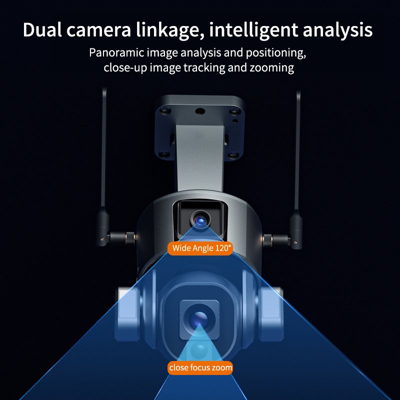 VESAFE 8MP Dual Lens Solar Camera Sim Card Night Vision Human Motion Tracking Outdoor 20X Zoom 4K Solar PTZ Dome Security Camera