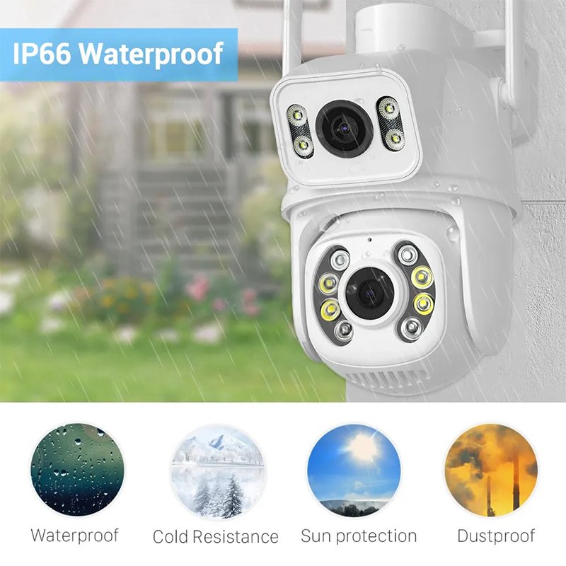 6MP 8MP Outdoor Dual Lens Wireless ip Camera cctv ICsee Wifi dual ball machine linkage Camera 4K Dual Lens ptz Network Camera