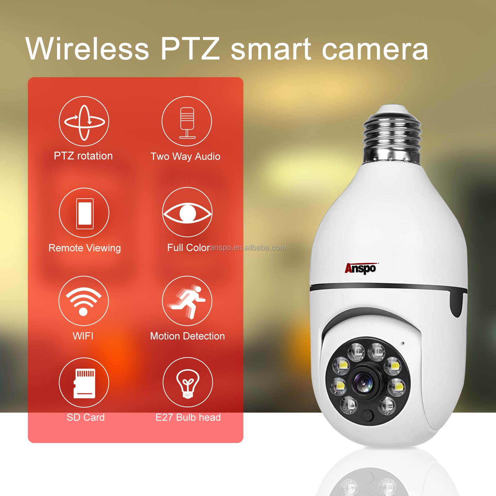 1080P E27 Lamp Holder Auto Tracking wireless camera full color night vision CCTV security wifi camera 3MP bulb camera