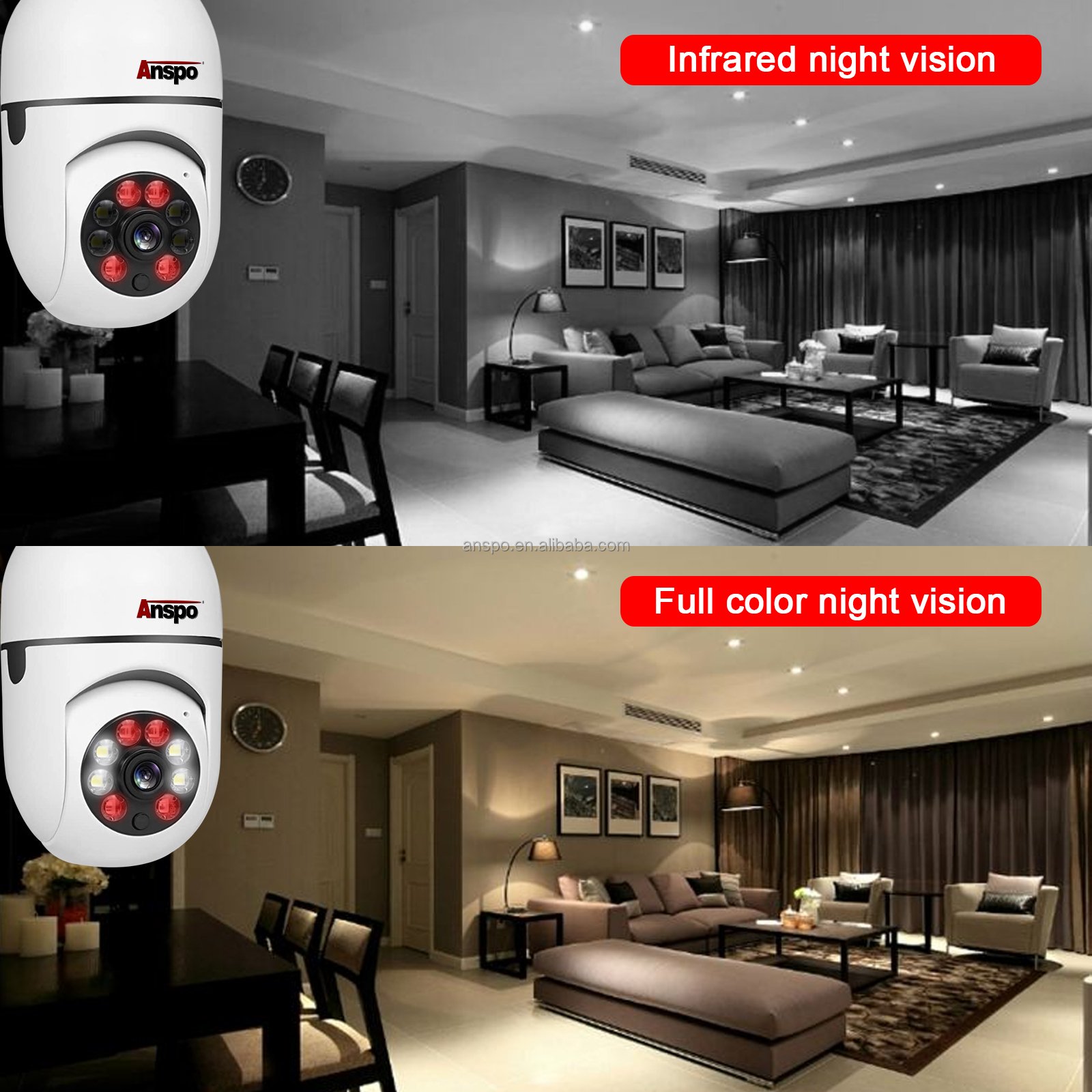1080P E27 Lamp Holder Auto Tracking wireless camera full color night vision CCTV security wifi camera 3MP bulb camera
