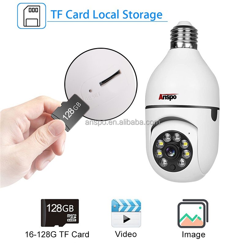 1080P E27 Lamp Holder Auto Tracking wireless camera full color night vision CCTV security wifi camera 3MP bulb camera