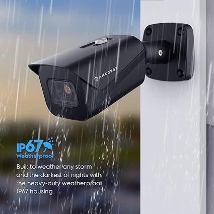 Wakiya 4K (8MP) IP POE Camera, 98ft NightVision, 2.8mm Lens, IP67 Weatherproof, 256GB MicroSD Recording, Black (IP8M-2496EB-V2)