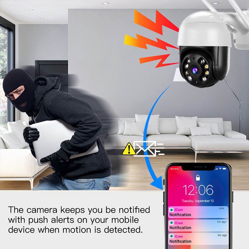 Qearim Smart wifi latest dome iCSee camera APP support Auto Tracking Motion Detection Security buy 4mp Ptz mini camera wifi