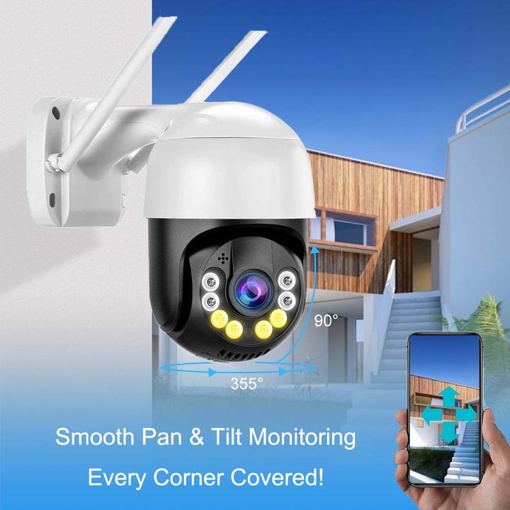 ICSEWEFI Smart WiFi IP Camera Waterproof Home Security Motion Detection Wireless PTZ Style 2MP Resolution NVR Data Storage